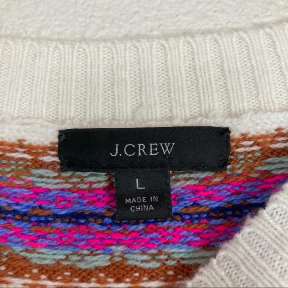 J. Crew Striped Fair Isle Crewneck Sweater Pullover Women’s Sz‎ Large NWOT